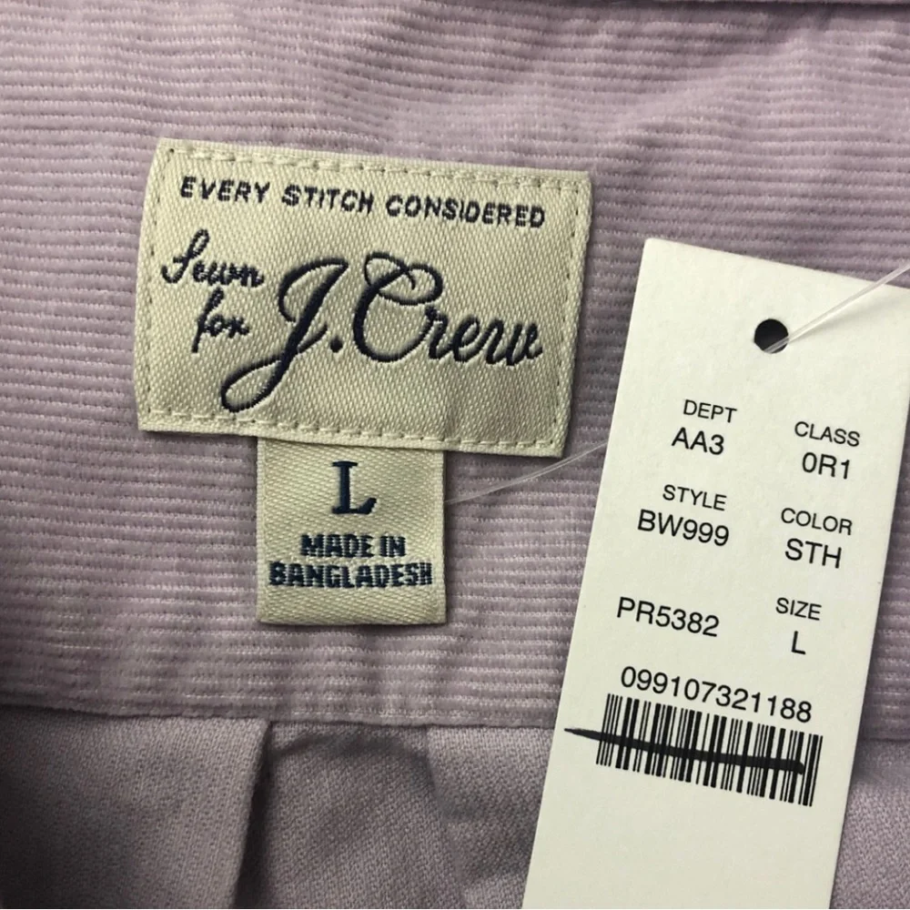 NWT J. Crew Lavender Corduroy Button Down Shirt